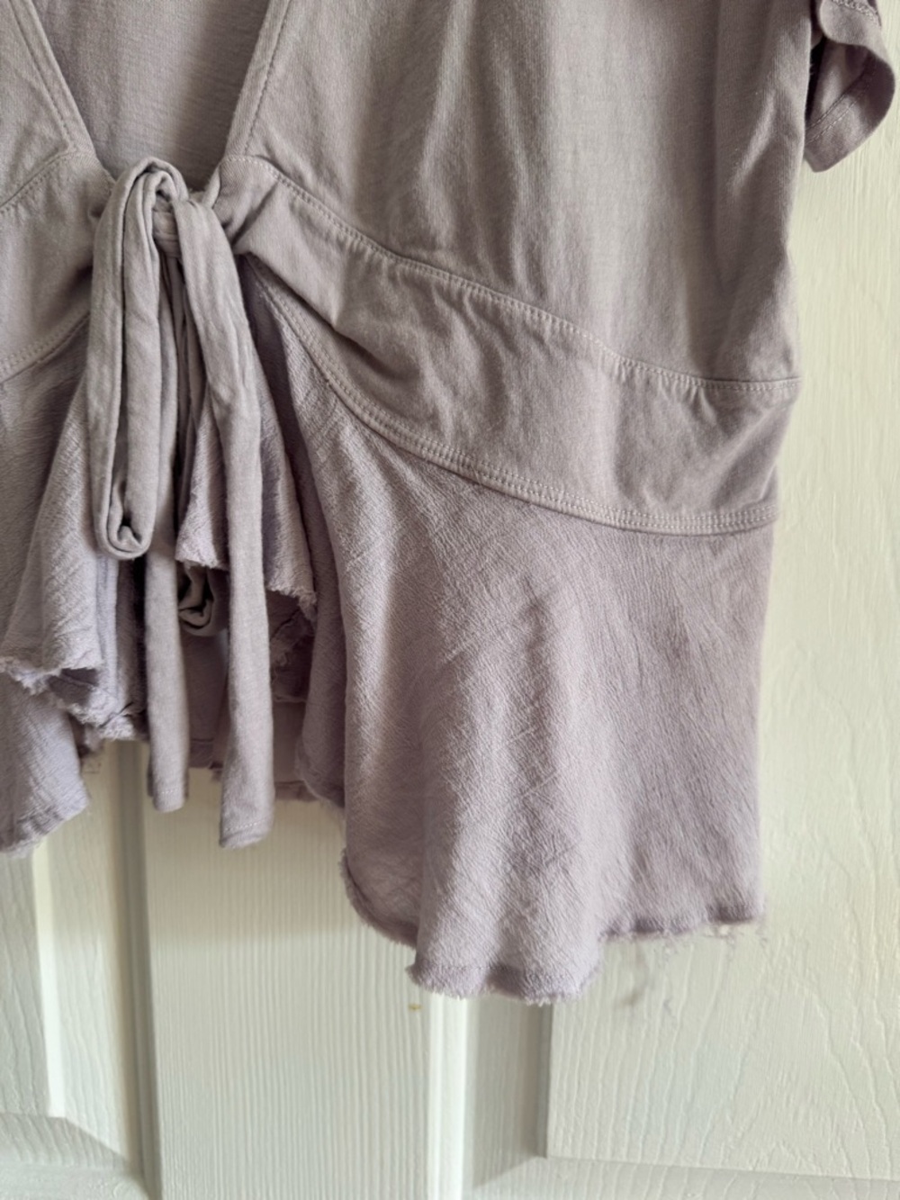 We The Free Tie-Front Peplum Short Sleeve Top - Picture 2 of 5